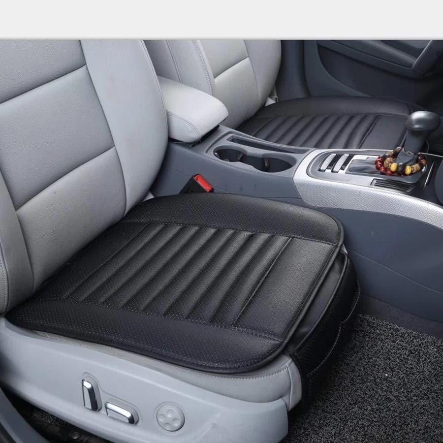 PU Leather Bamboo Charcoal Edge Wrapping Car Front Seat Cushion Cover Pad Mat Car Seat Covers in Black